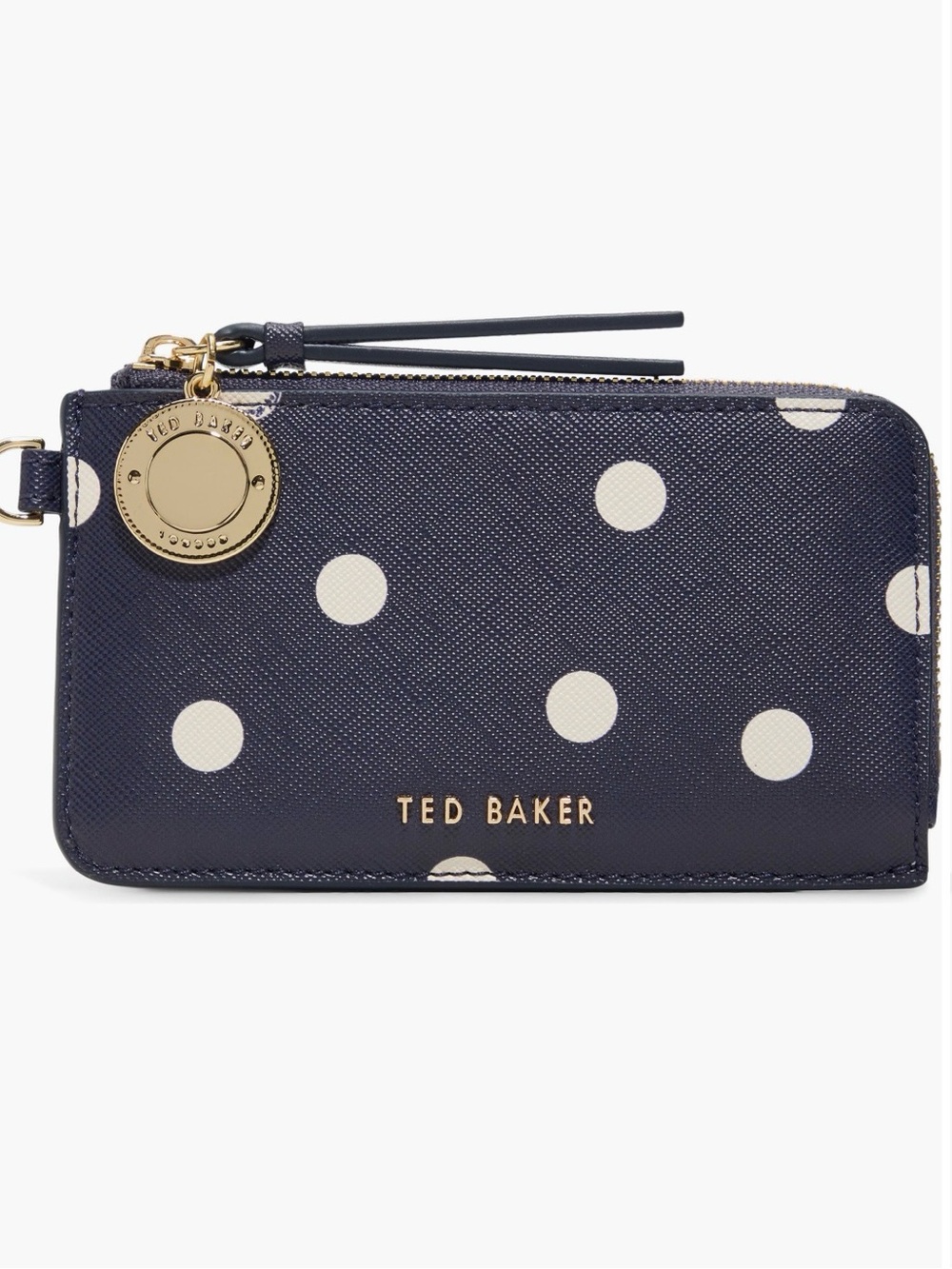 Ted Baker Lulu Navy Polka Dot Zip Card Holder Wallet NWT
